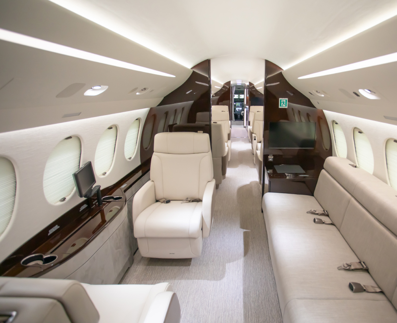 Luxury private jet aircraft plane interior