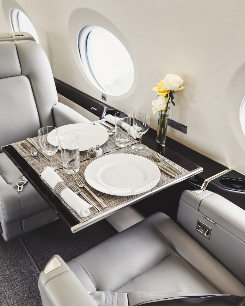 Luxury private jet aircraft in flight services